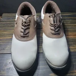 Austin Golf Shoes  Classic White/Brown 10 D Austin Golf | Shoes | Austin Golf Shoe Brown And White Mens  main image 2